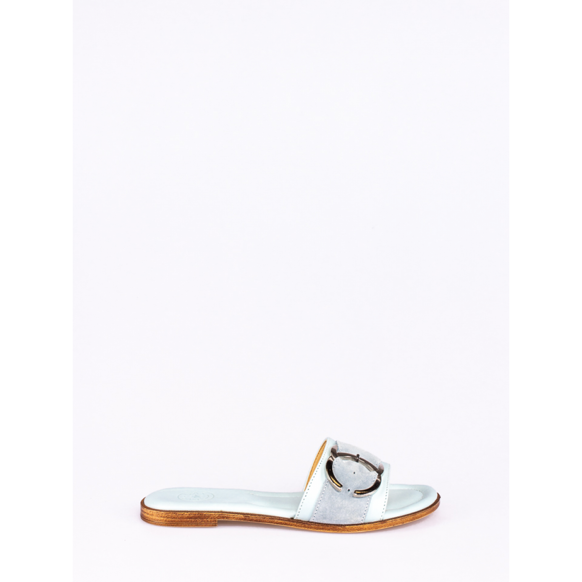 Leather and Suede Slipper with Buckle - V22SS282-T2230CEL | Tapadas